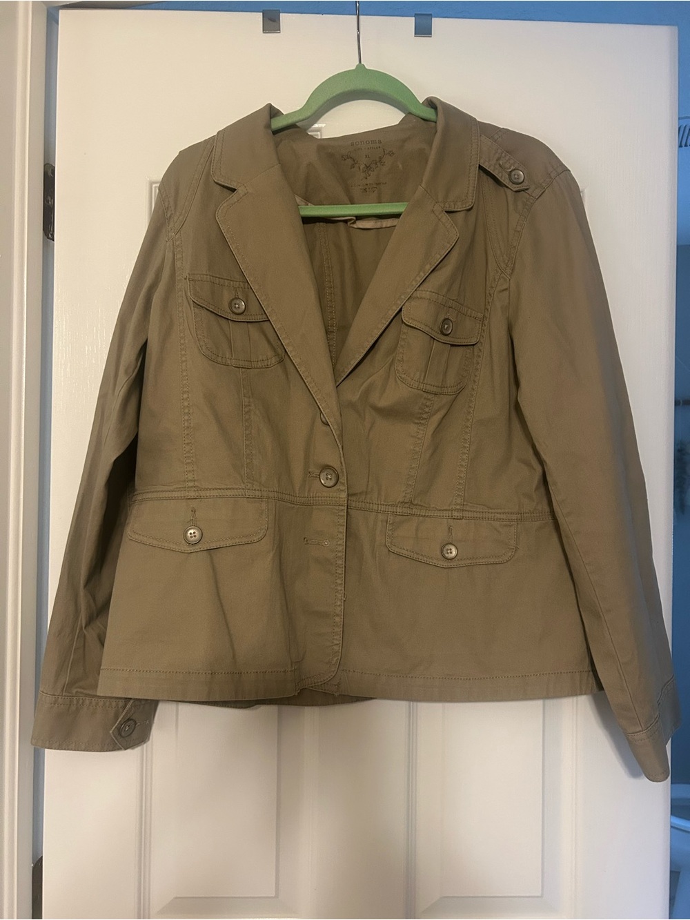 Time and Tru Light Khaki Utility Jacket with Button Pockets XL